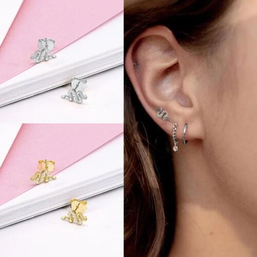 Womens Punk Style Animal Snake Earring 100% 925 Sterling Silver Snakelike Pendant Stud Earrings for Women A30