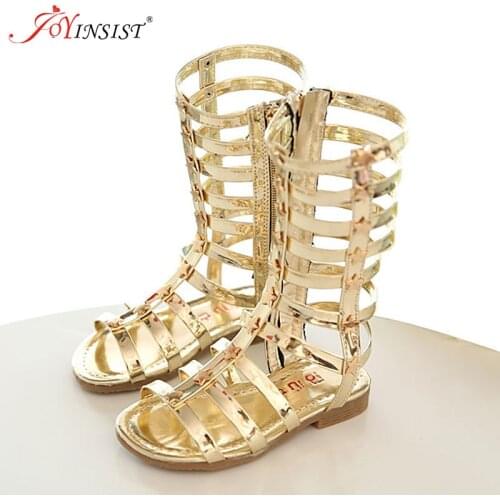 2021 Female Child Sandals Princess Shoes High Shoes Cutout Gladiator Baby Boots Girls Fashion Sandals