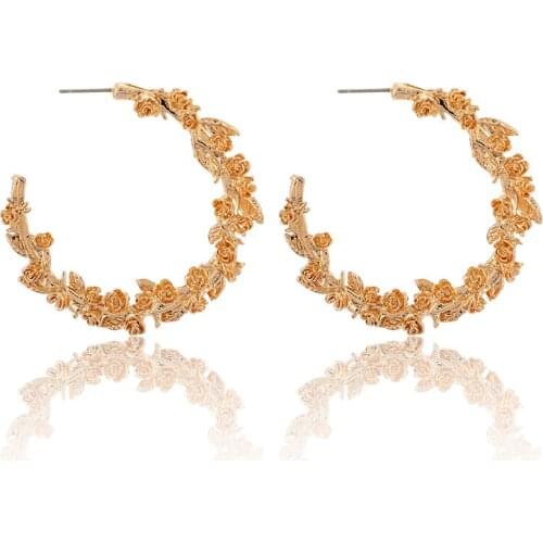 Tocona Vintage Palace Style Carving Flowers Stud Earrings for Women Charms Alloy Metal Party Jewelry Accessories сережки 9213