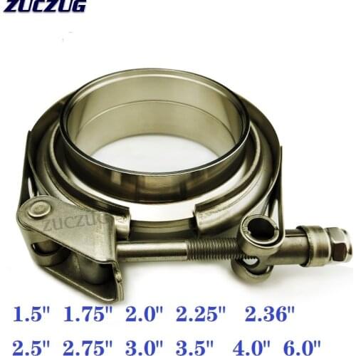 ZUCZUG 1.5 - 6.0 Inch SS 304 Quick Release V Band Clamp For Exhaust Pipe With Male Female Flange Welding Groove Kit