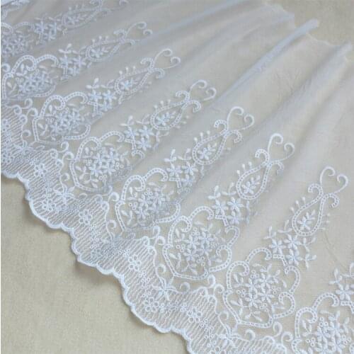 1yards/lot 38cm Wide White Mesh Lace Trim 3D Embroidered Romantic Lace Fabric Skirt Accessory X400