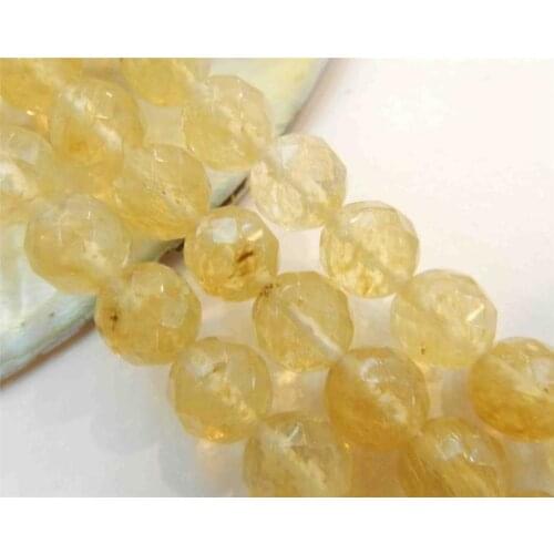 2pcs 8mm Faceted Yellow Watermelon Tourmaline Gems Round loose Beads Strand 15"