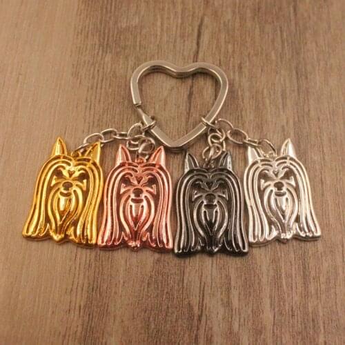 2021 Australian Silky Terrier Dog Animal Cute Gold Silver Plated Keychain For Bag Car Women Men Girls Love Jewelry 4 Colors K181