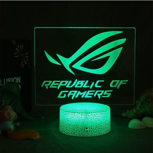 Game Style ROG LOGO 3D Lamps Led RGB Night Lights Birthday Cool Neon Gift For Friend Bed Gaming Room Table Colorful Decoration