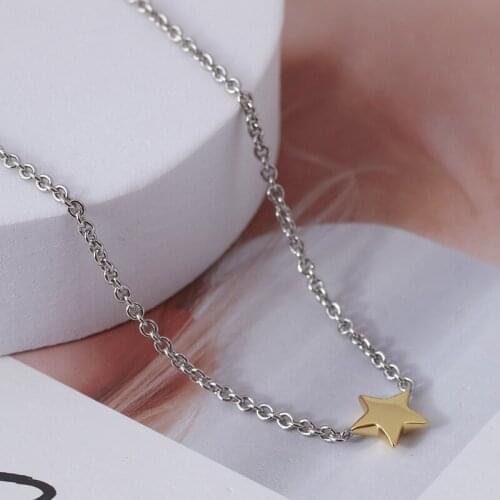 Star pendant two color chain necklace high quality choker jewelry for women