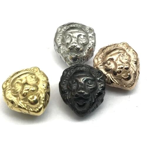 2mm 316L Stainless steel Plated Gold Animal Lion head Beads Charms The king of Beasts Spacer Beads for Bracelet Jewelry Making