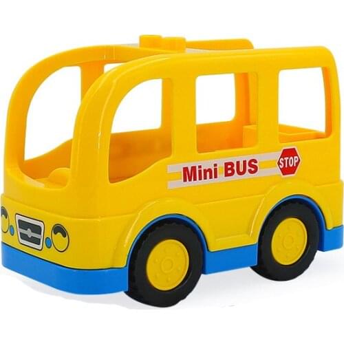 Big Size City Yellow Bus Car Accessories Lovely Suitable for Kids Educational Building Blocks Compatible Interesting Model Toys