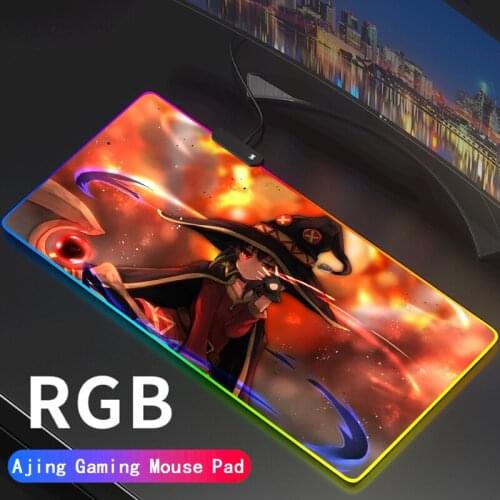 RGB Gaming Mouse Pad Large Anime Megumin LED Lighting Mousepad Gamer Computer Desk Mat Pad Anti-slip Support DIY