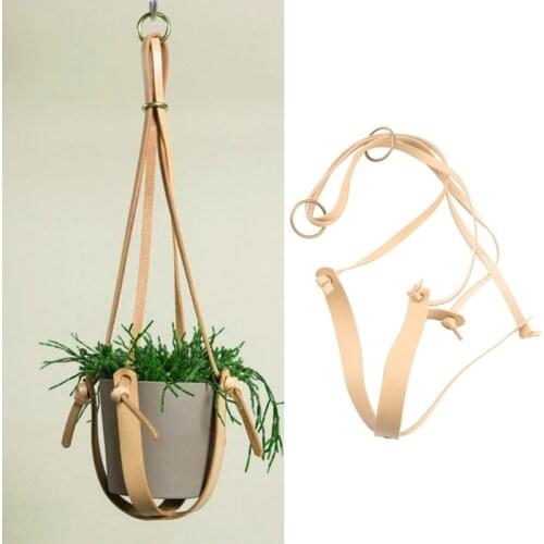 PU Leather Plant Hanger Hanging Planter Flower Pot Holder Elegant Home Decor For Indoor Plants Cactus Succulent