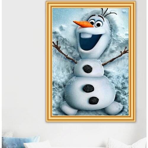 Full Square Round Drill 5D DIY Diamond Painting Cartoon Snowman Cross Stitch Embroidery Diamond Mosaic Rhinestones Picture Gift