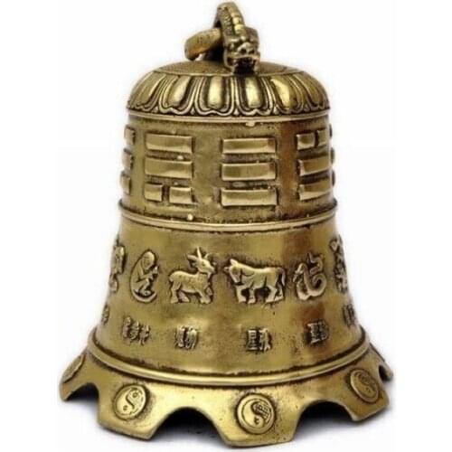 MOEHOMES+home decorations Collectible Tibet Brass Carved 12 animals Buddhism fengshui statue Sculpture Wall clock Bell