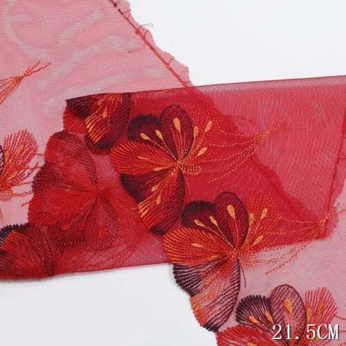 33Yds Embroidery Lace Trim Red Dark Blue Butterfly Soft Tulle Lingerie Underwear Clothes Accessories Bra Sewing Fabric Handmade