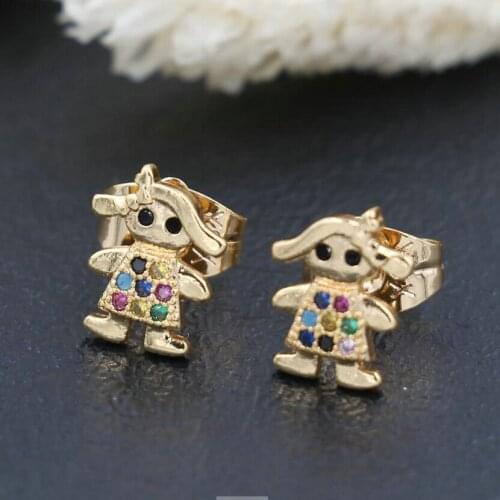 BPPCCR Fashion Gold Earrings Girls Cute Stud Earrings For Women Crystal Earring Mujer Brinco Wedding Jewelry Love Gift