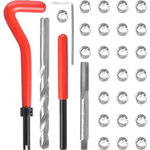 Thread Repair Tool Kit 30pcs M3/M4/M5/M6/M7/M8/M10/M12/14 for Restoring Damaged Threads Spanner Wrench Twist Drill Bit Kit