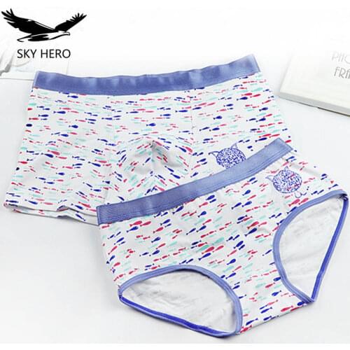 Lovers Couple Underwear Panties Hot Brand Men Boxers Women Lingerie Homme Cuecas Cotton Sexy Male Lady Lace Underpants Yzl