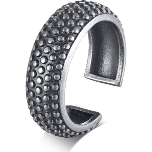 LETAPI 2021 New Fashion Silver Retro Punk Rivet Stainless Steel Tire Ring for Men Hip Hop Male Bands Jewelry