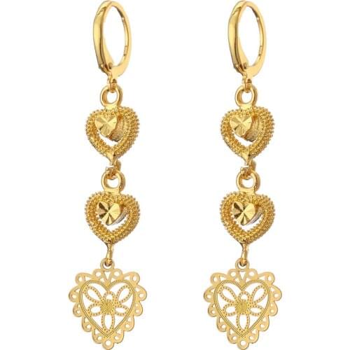 New Fashion Fashion Earrings for Women Arab Dubai Bronze Gold-plated Heart Earrings Ethiopia African Heart Earrings