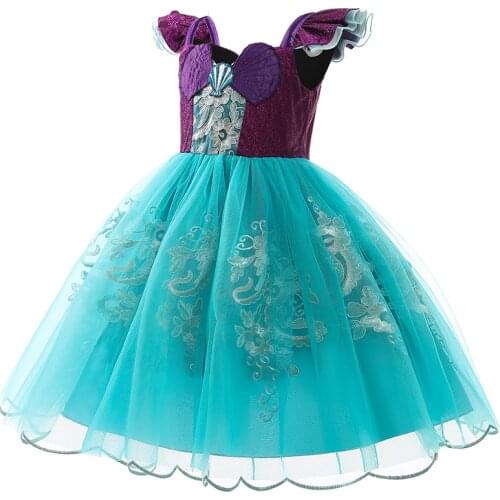 New Children Halloween Costume for Kids Girls Embroidered Flowers Witch Party Gown Prom Cosplay Princess Christmas Tutu Dress