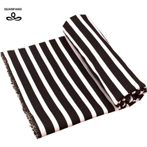 QUANFANG Black & white stripes patterns cotton Canvas Fabric For Handmade Cloth Sofa Curtain Bag Shoes Home Decoration Material