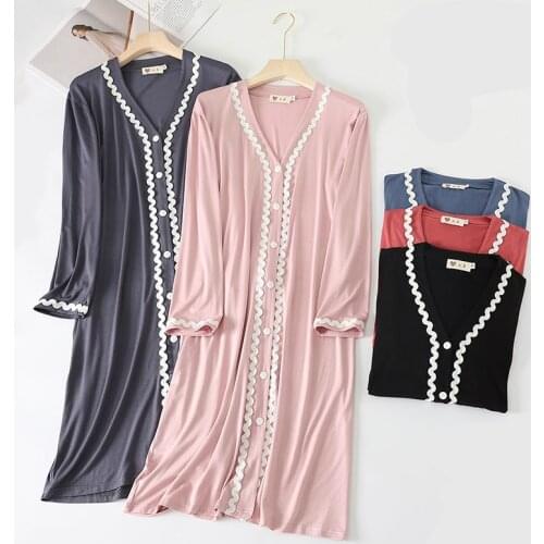 Maternity Dress Nightgown Modal Button Nursing Nightwear For Pregnant Women Breastfeeding Pregnancy Dress Pajamas Plus Size 2021