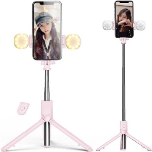 Portable Bluetooth Selfie Stick With Ring Light Ring Lamp Foldable Tripod For Xiaomi Huawei Go Pro Sticks For Phone