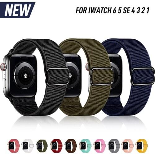 Scrunchie Strap For Apple watch band 44mm 40mm 38mm 42mm Elastic Nylon solo Loop Adjustable bracelet iWatch series 3 4 5 6 se 2