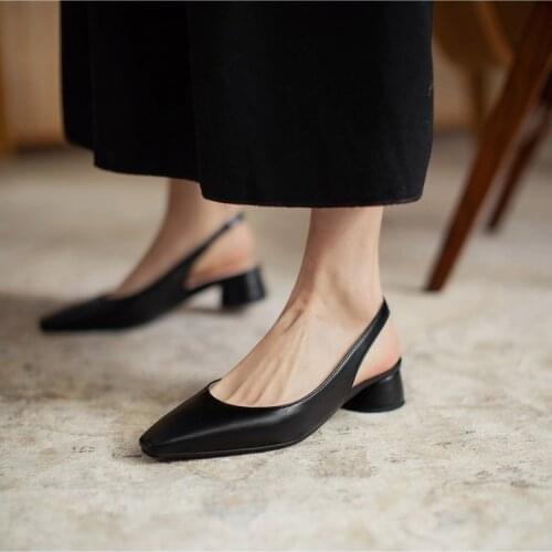 Baotou thick heeled sandals womens 2021 new high heeled shoes middle heel fat wide fat feet large size 40 versatile 41 square h