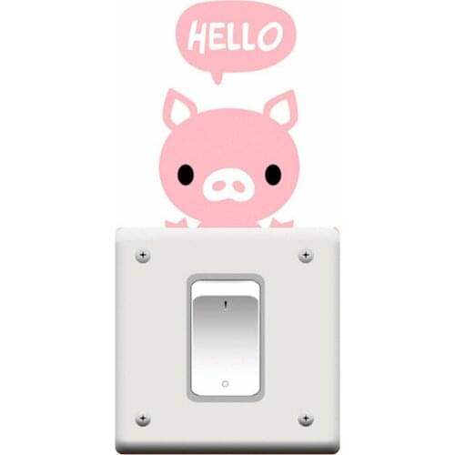 Removable DIY Switch Art Vinyl Quote Wall Stickers Decal Mural Home Baby Decor Hello Pig Print