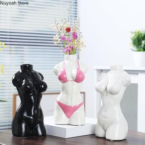 Nordic Body Art Vase Modern Sculpture Ceramic Dried Flower Flower Arrangement Accessories Handicraft Ornaments Home Decoration
