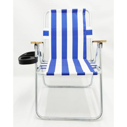 Folding Camping Chair-+ (navy blue Striped With Bracket)