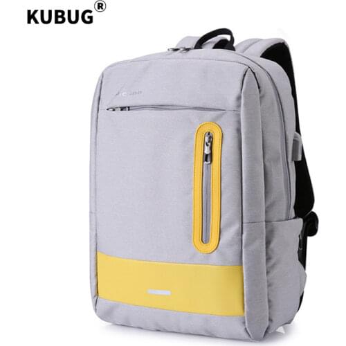 KUBUG Anti-theft USB Charging Notebook Bag Teenage Girls Boys Leisure Mochila Escolar Rusksack Waterproof Nylon School Backpack