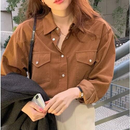 Женские вельветовые рубашки Suooheyal China At AliExpress