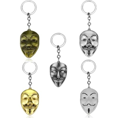 V for Vendetta Keychain Anonymous Mask Key Ring Movie Trinket Metal Pendant Key Chains Jewelry Gift