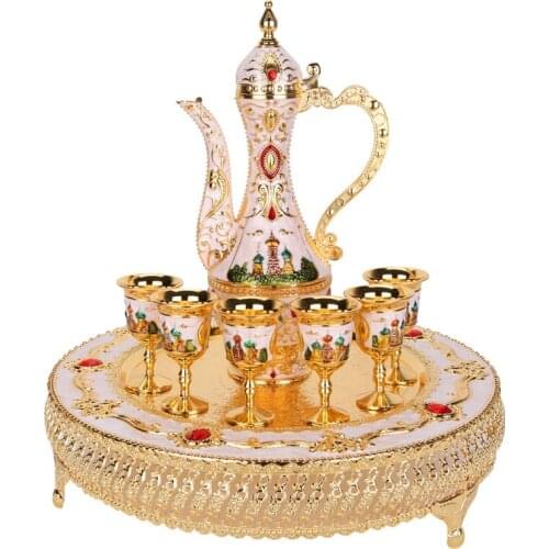 Zq Color Tin Wine Set Vintage Court Enamel Liquor Fair Mug European Wine Set Ornaments