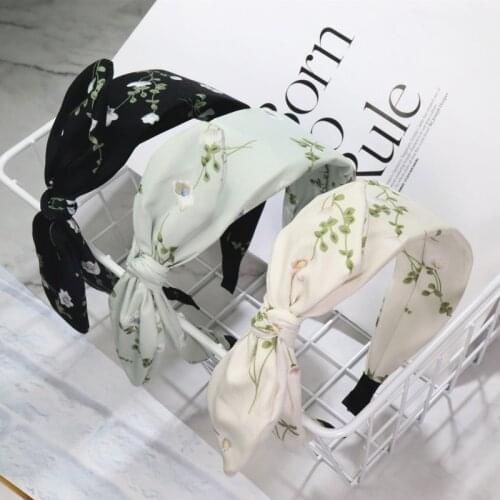Ladies Small Floral Bow Headband Ins Wide Brimmed Rabbit Ears Headband Korean Fashion Printed Fabric Headband Hair Accessories