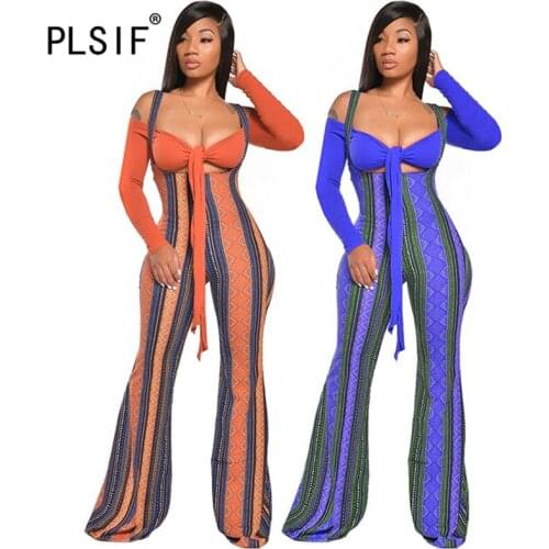PLSIF Special design women strap tracksuit autumn winter slim fit print tops and long pant outfits lady 2 pieces matching suit