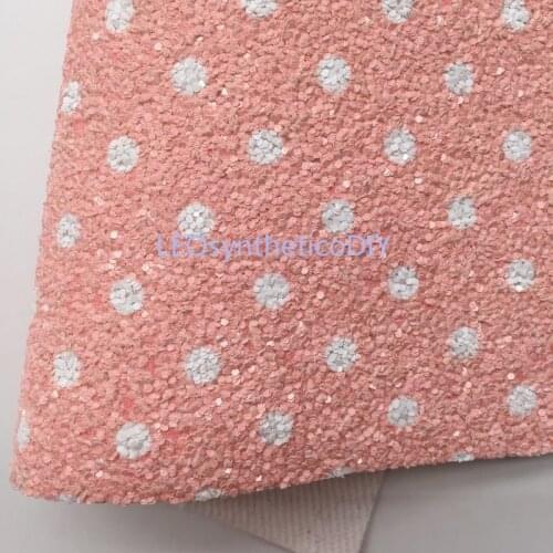 1PC 21X29CM Glitter Fabric, Polka Dots Printed Chunky Glitter Leather Sheets For Making Bows LEOsyntheticoDIY T21C