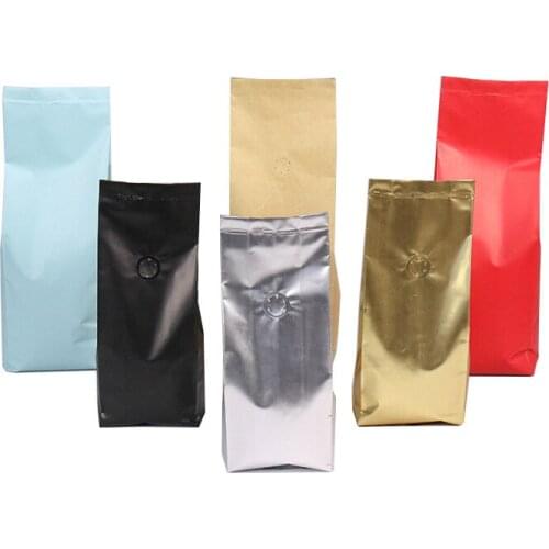 100pcs Color aluminum foil organ bag coffee milk tea powder tea packaging bags large open top heat seal pouch Airless valve