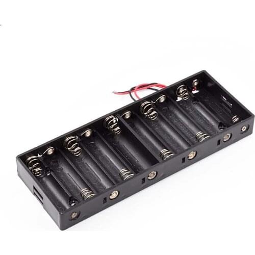 10 X 1.5V AA Batteries Holder Plastic Shell 10 Slots 15V Battery Storage Box Case Black Double With Wire Leads