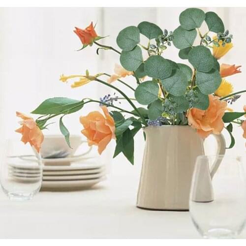 6Pcs Artificial Leaves Green Silk Eucalyptus Leaf for Home Decor Wedding Plants Faux Fabric Foliage Room Decoration 36cm