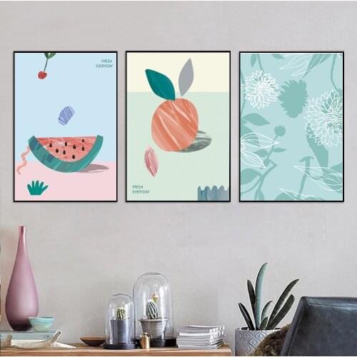 Abstract Fruits Flower Leaf Scandinavian Nordic Posters And Prints Wall Art Canvas Painting Wall Pictures For Living Room Decor