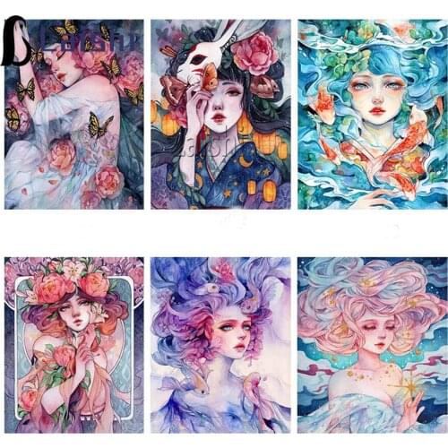 Diamond Painting Cartoon anime japanese girl Portrait Full Square Round Diamond Embroidery Mosaic Kit Handmade gifts for girls