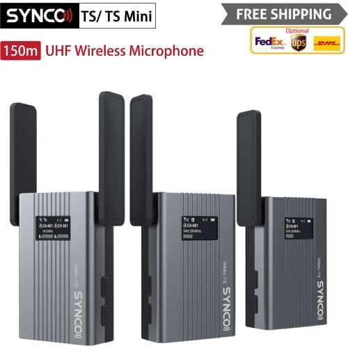 SYNCO WMic-TS UHF Wireless Transmitter System Microphone Dual Channel Lapel Mic for Smartphone Camera Studio Video Recording