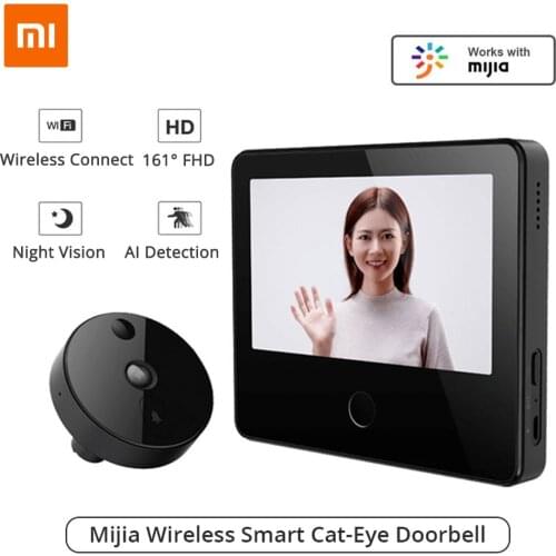 Xiaomi MIJIA Wireless Smart Cat-eye 720P 161 FHD Video Doorbell with 5inch Touch Screen AI Face & PIR Movement Detection 5000m