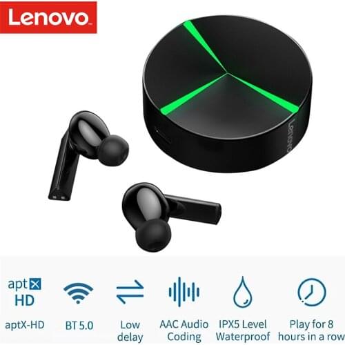 Lenovo Game GM1 TWS BT5.0 Wireless Earbuds IPX5 Waterproof 65ms Low Latency aptX DSP Noise Reduction Dual Modes Compatible