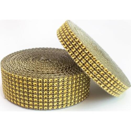 10 Yard Gold Silver Color Diamond Mesh Rhinestone Wraps Ribbon Crystal Roll Trim Sparkle Mesh Wrap for DIY Wedding Decoration