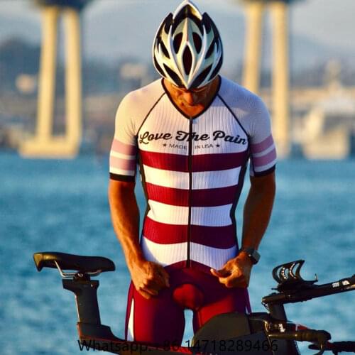 LOVE THE PAIN Summer Men Bodysuit MTB Bicycle Jersey Maillot Ciclismo Hombre Pro Team Cycling Short Sleeve Breathable Triathlon