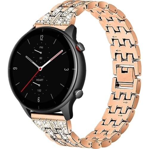 20 22MM Diamond Luxury Wrist Strap for Amazfit GTR 42/47mm 2/2e Band Loop Steel Bracelet ForHuami Amazfit Watch GTS 2/Bip Watch