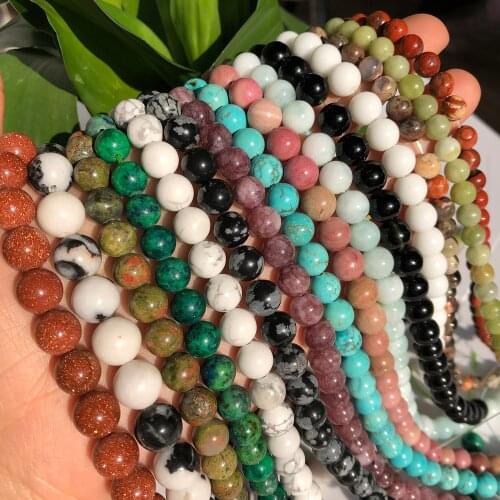 4-12mm Natural Stone Turquoises Agates Blue Sand Crystal Jades Bead Loose Spacer Beads For Jewelry Making DIY Bracelet Necklace