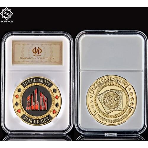 Texas Hold'em Poker Chip The Ultimate Poker Bet"ALL IN" Poker Chip Guard Commemorative Coin W/ PCCB Coin Holder